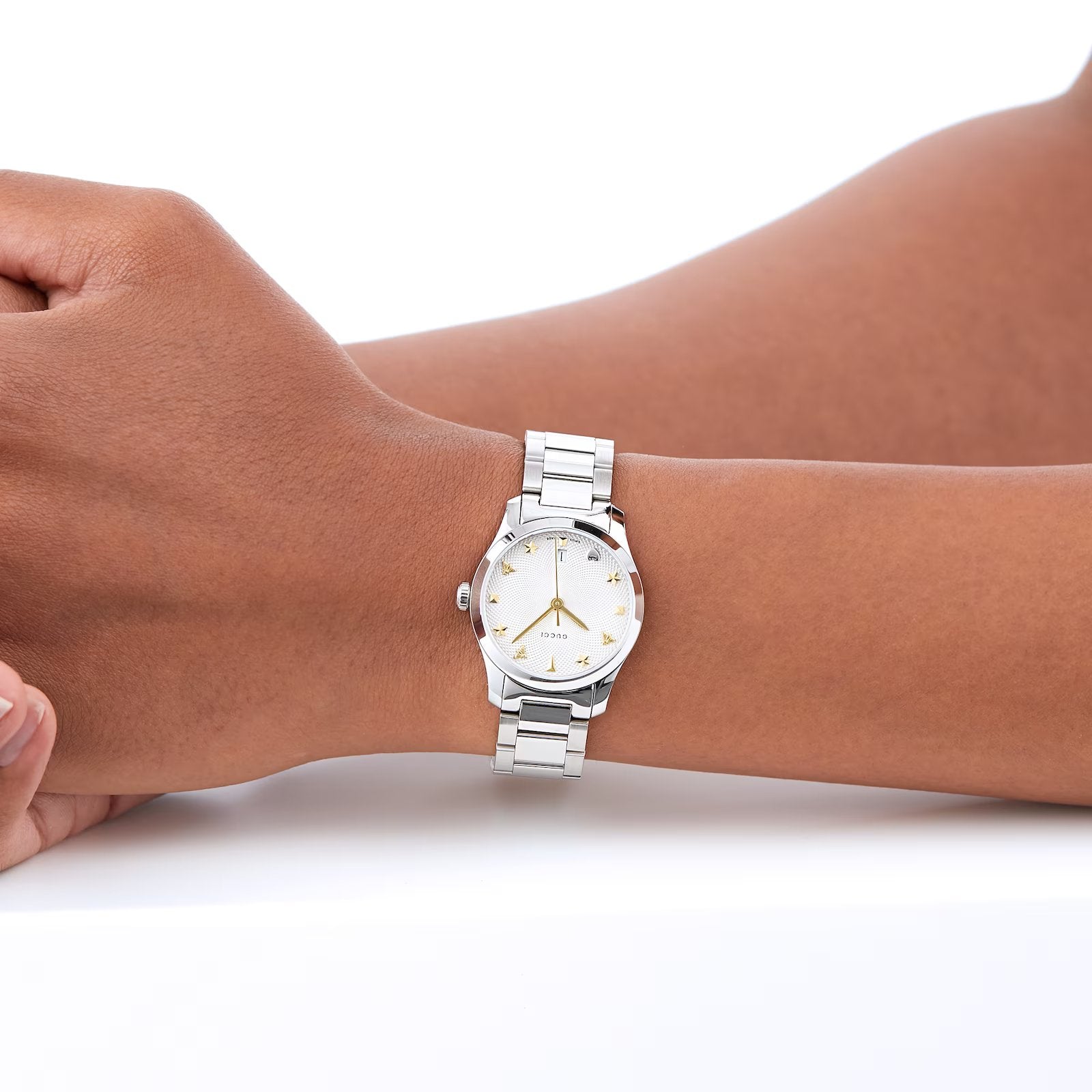 Elegant GUCCI Ladies' G-Timeless Stainless Steel Watch