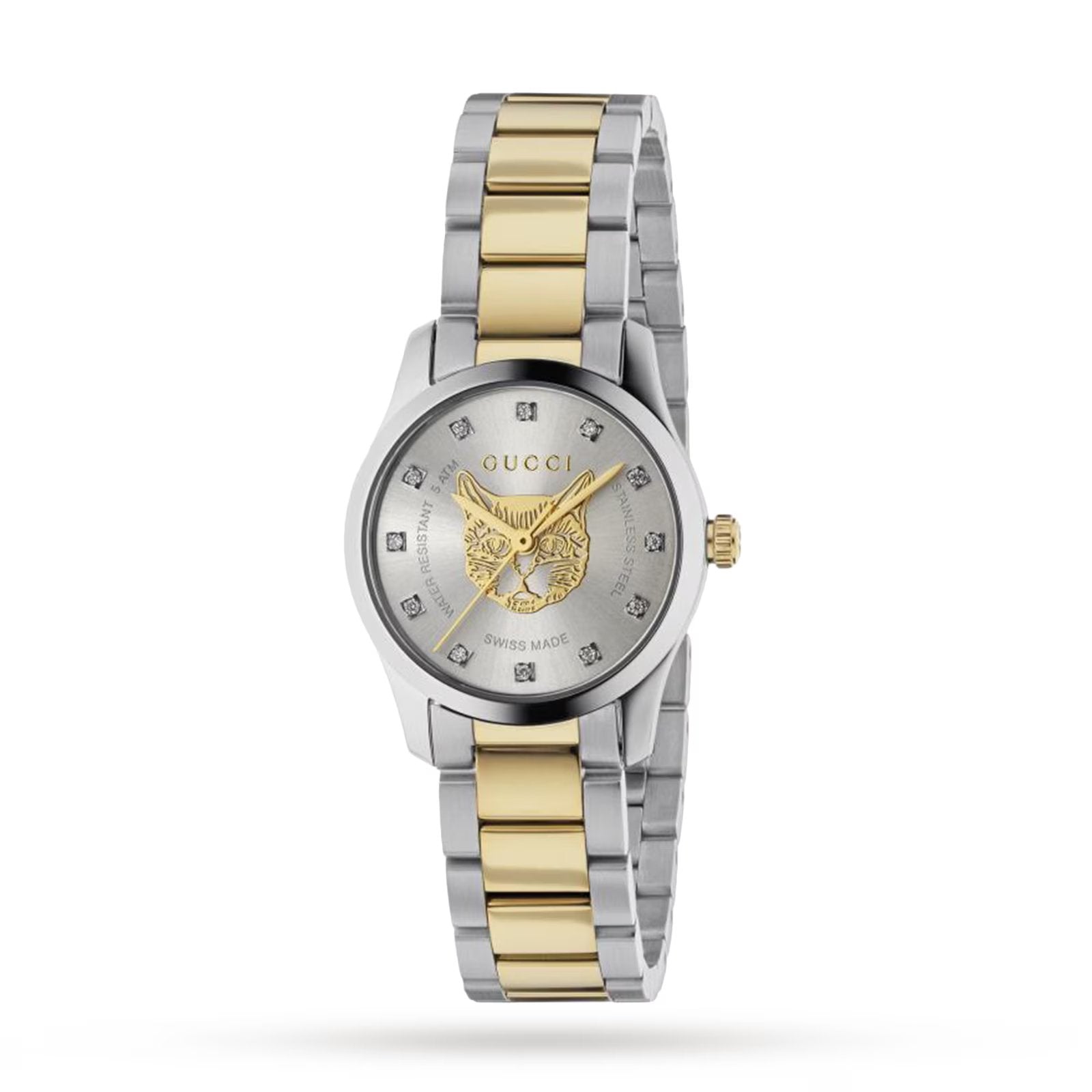 Elegant Gucci G-Timeless Stainless Steel & Yellow Gold Ladies' Watch