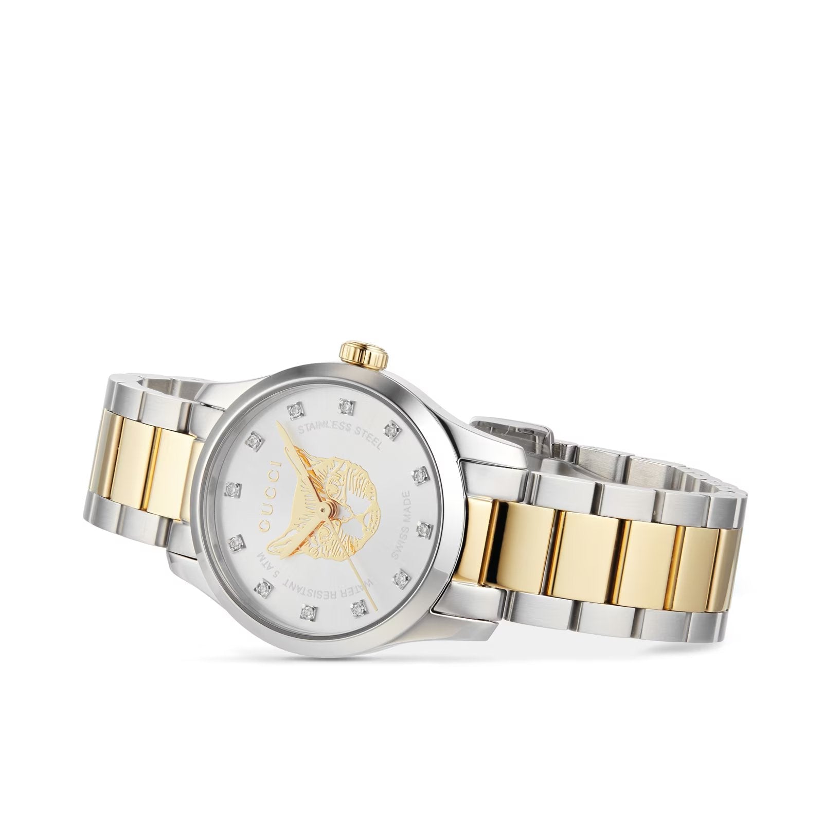 Elegant Gucci G-Timeless Stainless Steel & Yellow Gold Ladies' Watch