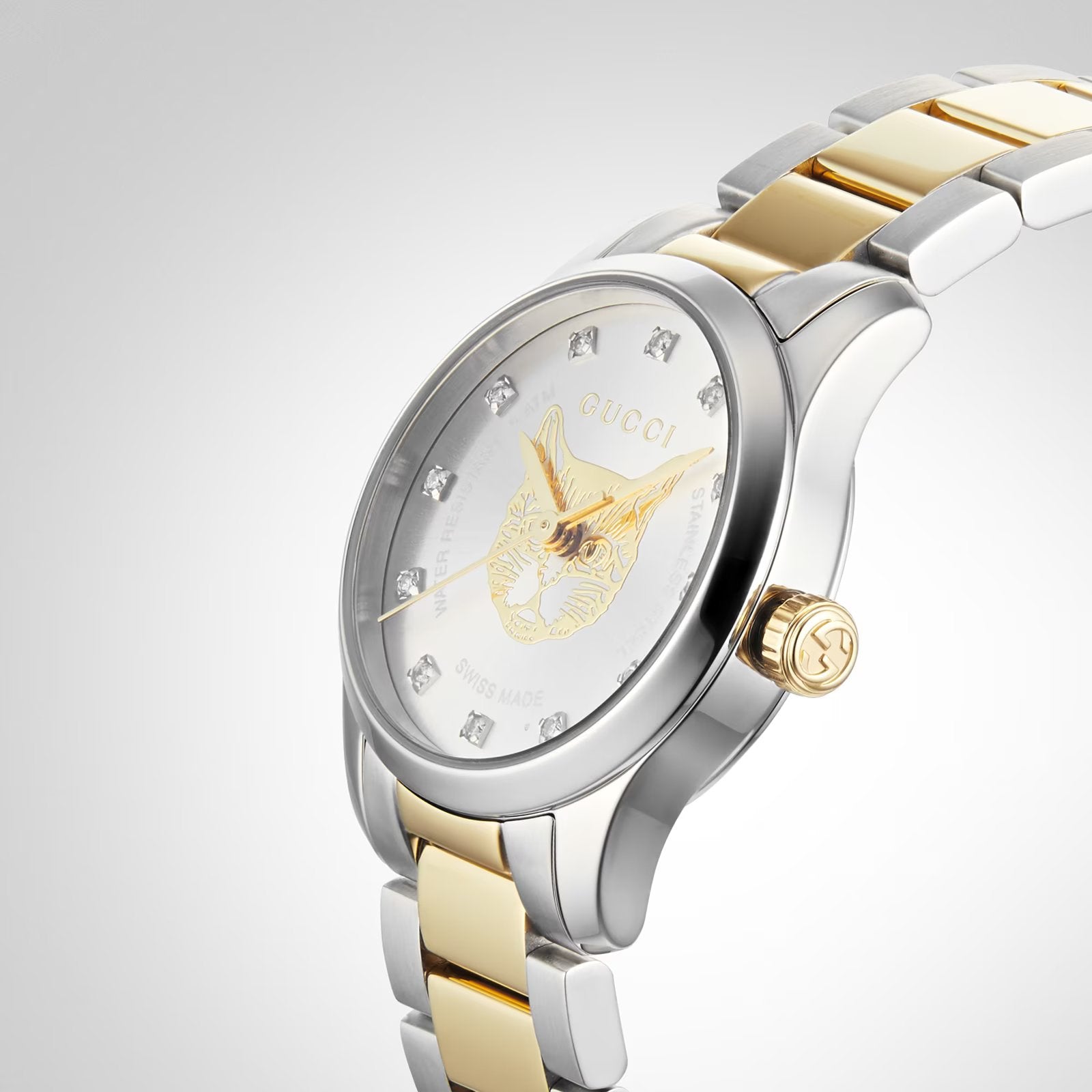 Elegant Gucci G-Timeless Stainless Steel & Yellow Gold Ladies' Watch
