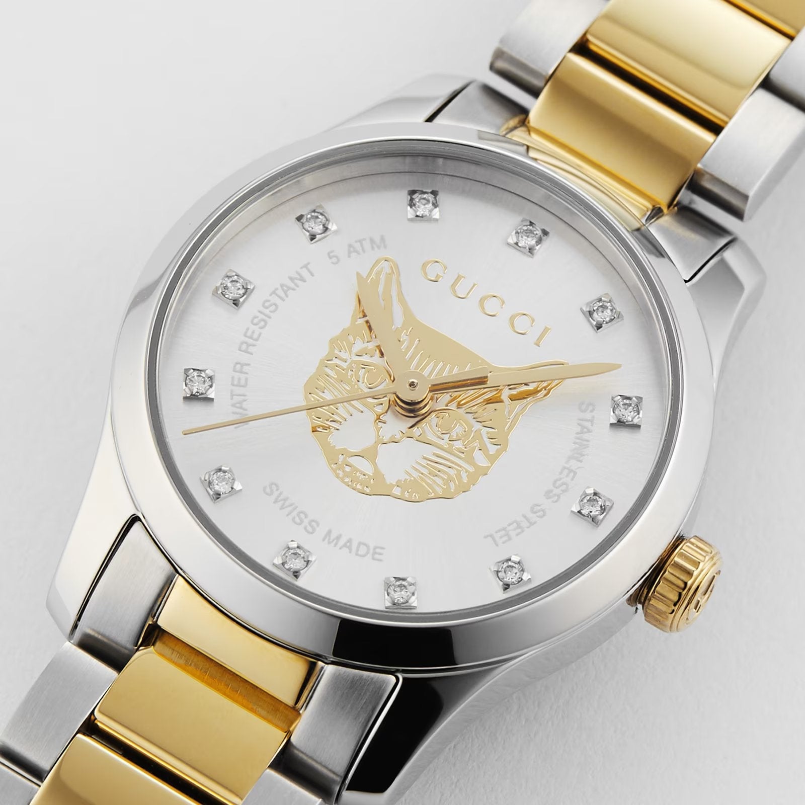 Elegant Gucci G-Timeless Stainless Steel & Yellow Gold Ladies' Watch