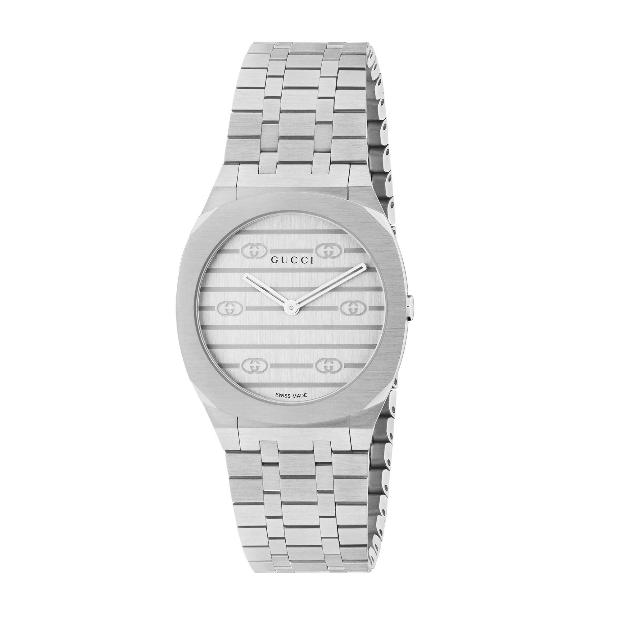 Sleek And Sophisticated Gucci 25H Silver Ladies' Watch - YA163501