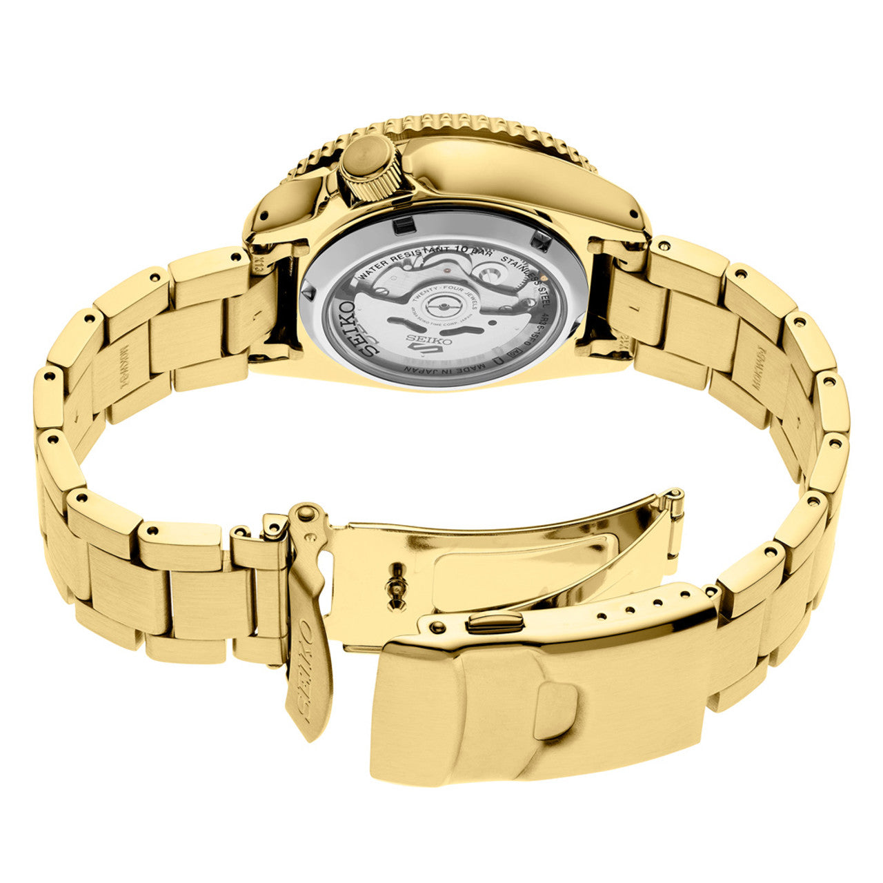 Seiko 5 Sports Automatic Watch with Black Dial and Goldtone Case #SRPK18