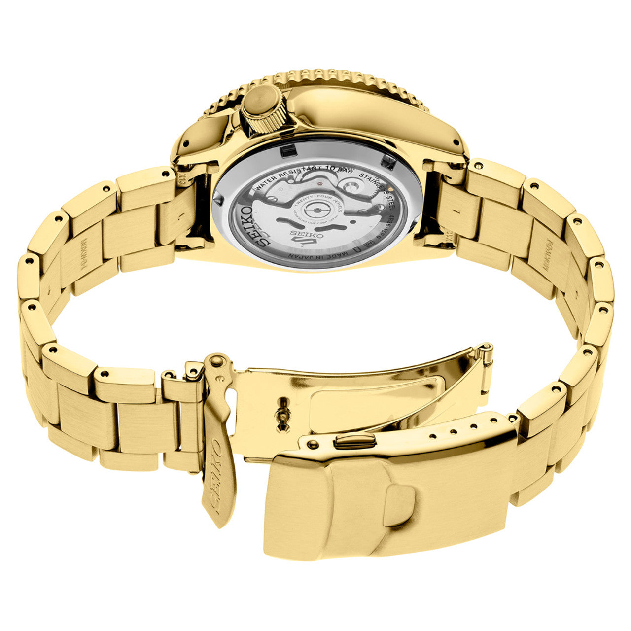 Seiko 5 Sports Automatic Watch with Blue Dial and Goldtone Case #SRPK20