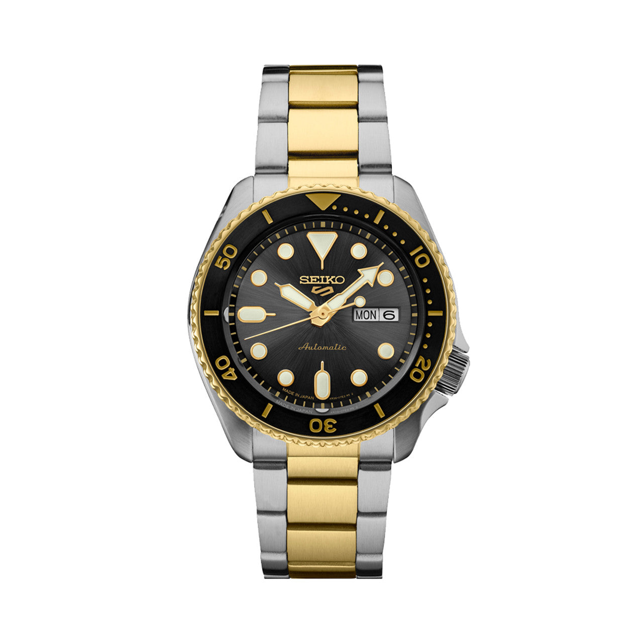 Seiko 5 Sports Automatic Watch with Charcoal Dial and Two-Tone Case #SRPK22