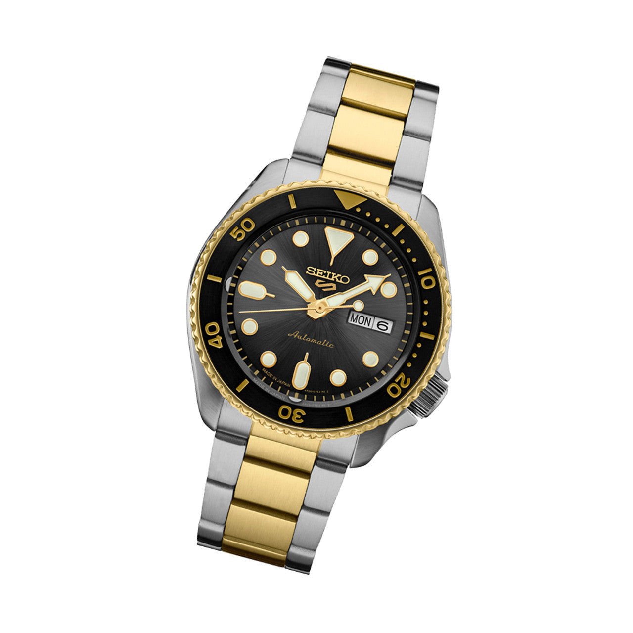 Seiko 5 Sports Automatic Watch with Charcoal Dial and Two-Tone Case #SRPK22