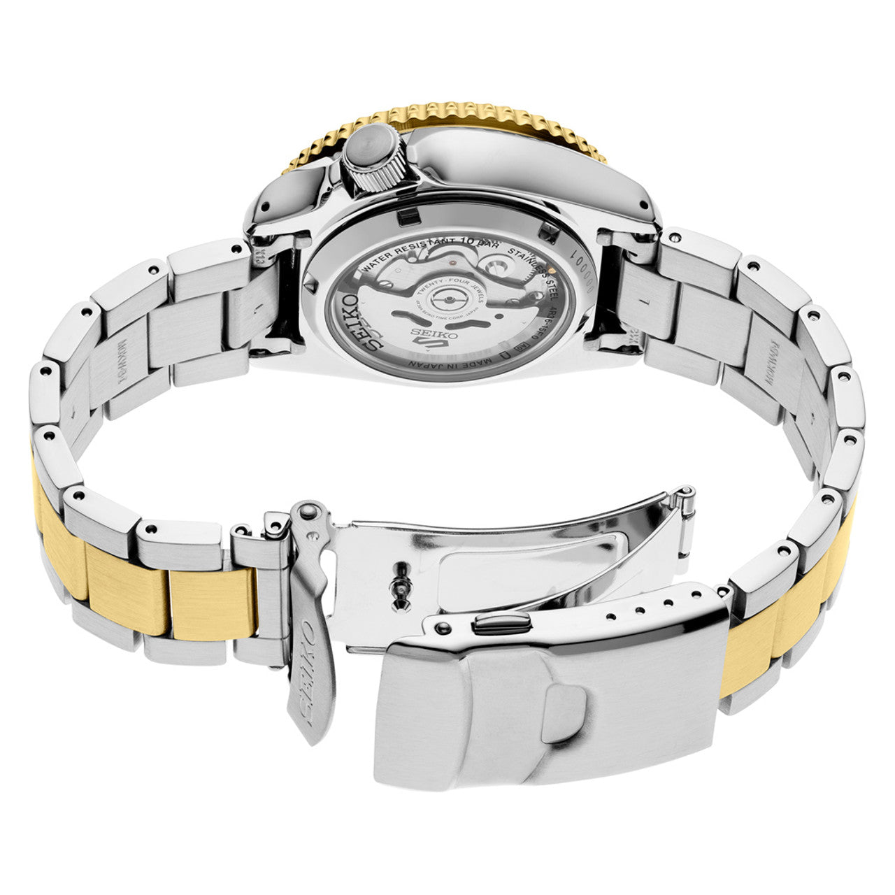 Seiko 5 Sports Automatic Watch with Brown Dial and Two-Tone Case #SRPK24