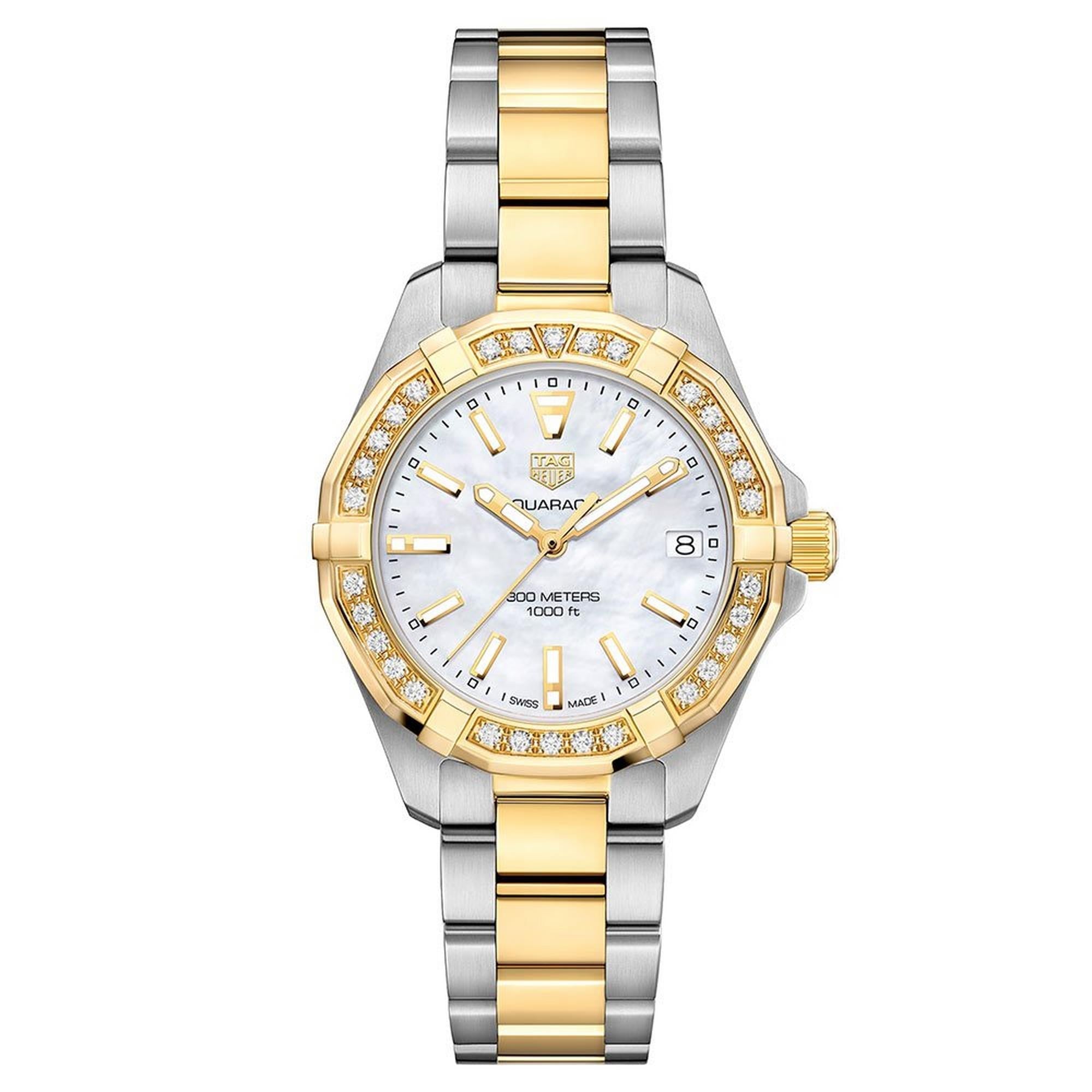 TAG Heuer Aquaracer Gold Plated and Stainless Steel Diamond Ladies Watch
