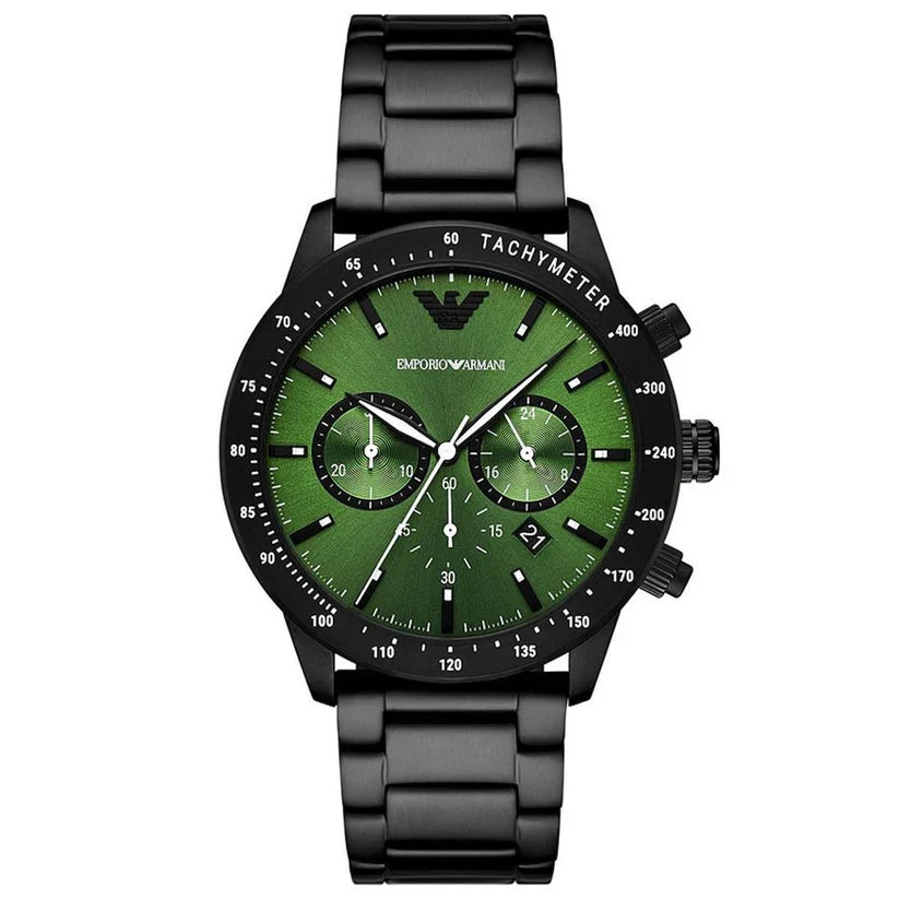 Emporio Armani Chronograph Black Stainless Steel Mens Watch 43mm AR11472