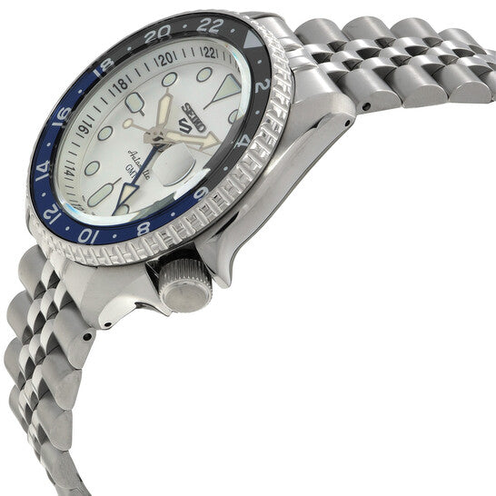 Seiko 5 Sports GMT Automatic Silver Dial Batman Bezel Men's Watch SSK033